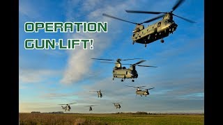 Large helicopter formation on Deptford Down, Salisbury Plain