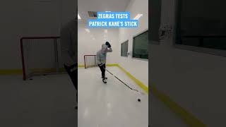 Zegras Tests Kane’s Stick #hockey #trevorzegras #patrickkane