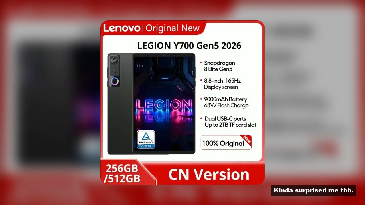 2026 Lenovo Legion Y700 5th Gen Gaming Tablet CN Version PC 8.8