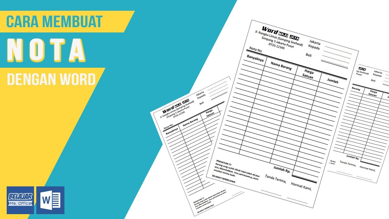 Belajar Microsoft Word Cara Membuat Nota Dengan Microsoft Word