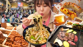 Mukbang อัพเกรดตลาดเยซาน🍜เนื้อย่าง อุด้ง ของทอด แหล่งท่องเที่ยวยอดนิยมของเกาหลี