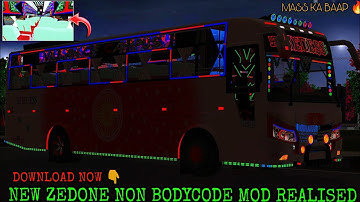 BUSSID NEW ZEDONE BODYCODE MOD REALISED | ETS 2 ANIMATION | FULL DJ LIGHTS | MASS KA KING  എത്തി 🔥