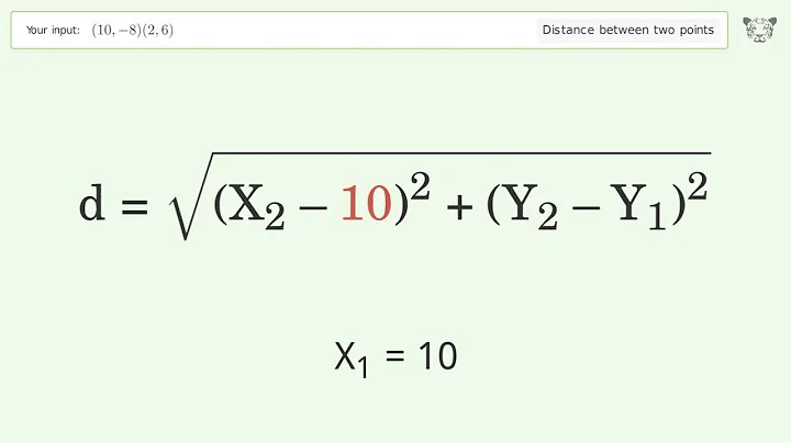 Find the distance between two points p1 (10,-8) and p2 (2,6): Step-by-Step Video Solution