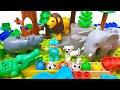 Dinosaur trex  marble run  LEGO blocks  building   t-rex track   ASMR  funny  race  toys