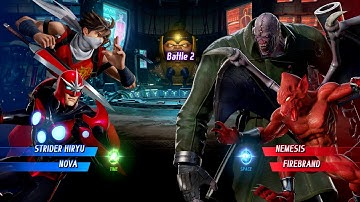 STRIDER HIRYU & NOVA VS NEMESIS & FIREBRAND - Marvel vs. Capcom: Infinite All Characters