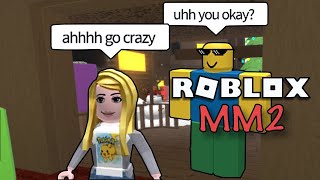 NOOB GIRL GOING INSANE MURDERING! - Roblox Murder Mystery 2