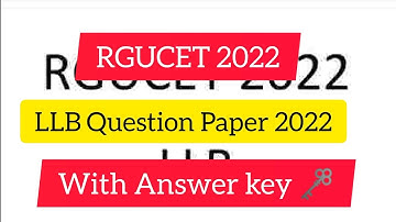 LLB Question Paper 2022 ll Answer Key ll RGUCET 2023 ll CUET LLB Question Paper 2023 l Entrance exam