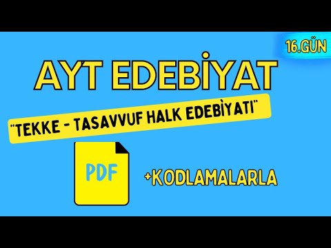 TEKKE TASAVVUF HALK EDEBİYATI / 65 Günde AYT Edebiyat Kampı / 16. GÜN