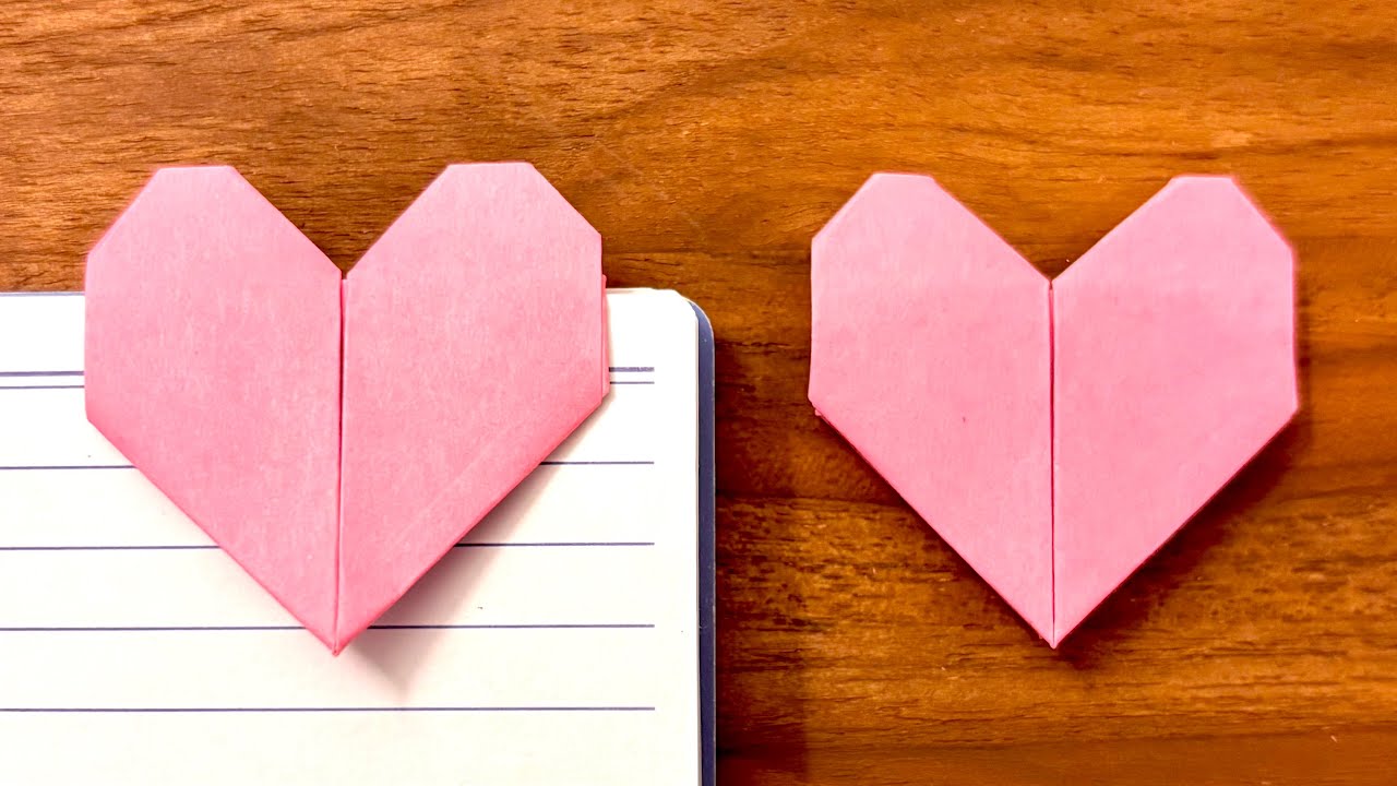 How to make Origami Heart Bookmark - Sticky Note Origami - Bookmark