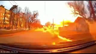 Explosion infront of a moving car, Harkiv Ukraine