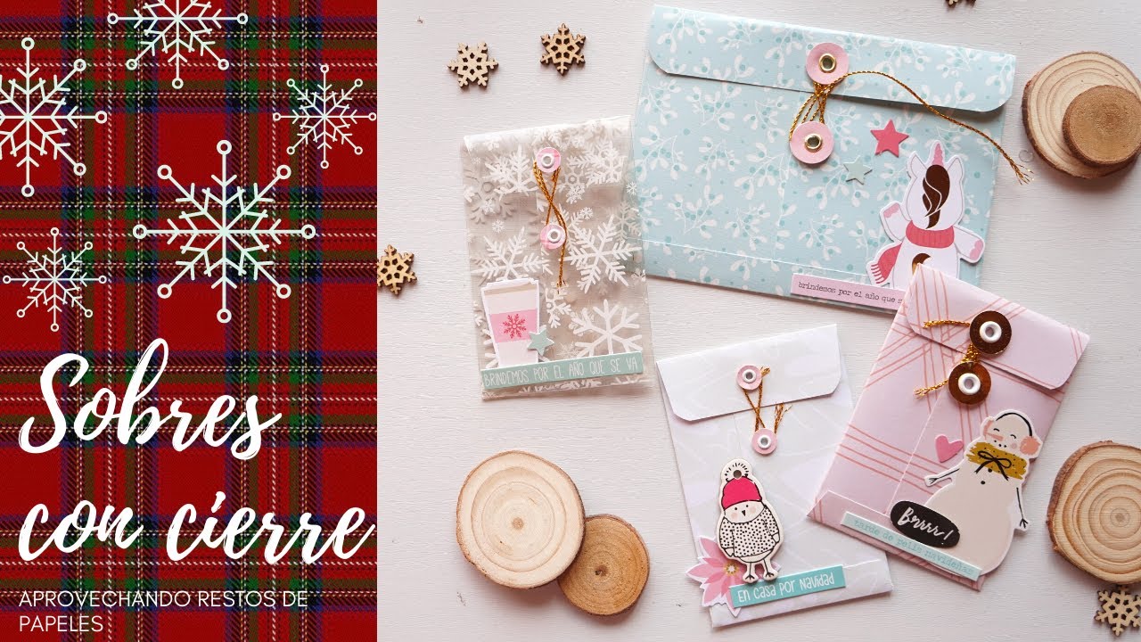 SOBRES HANDMADE CON CIERRE - Tutorial scrapbooking Navidad fácil