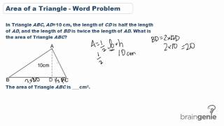 8-3 Find area of a triangle- word problem - YouTube 8-3-find-area-of-a-triangle-word-problem-youtube