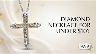 EverTrue Simulated Champagne Diamond Pendant Necklace Stainless Steel