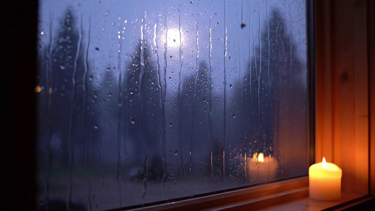 Cabin Fireplace with Rainfall - Sleep and Meditation with Theta Waves 4–8 Hz