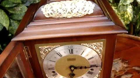 VINTAGE F H S  WESTMINSTER CHIME FLOATING BALANCE MANTEL MANTLE CLOCK See Video
