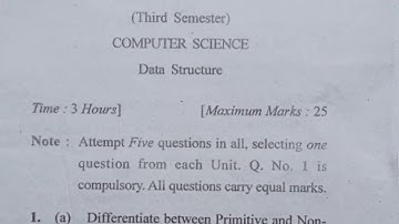 Data Structure Question paper 3rd sem for BSC Computer Science Dec. 2018