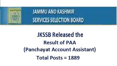 Result of Panchayat Account Assistant JKSSB