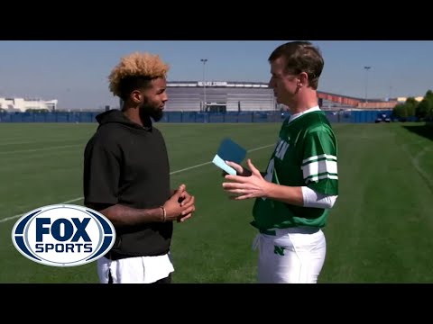 Odell Beckham Jr. catches Peanut M&MS from Cooper Manning - #MANNINGHOUR Odell Beckham Jr. catches Peanut M&MS from Cooper Manning - #MANNINGHOUR