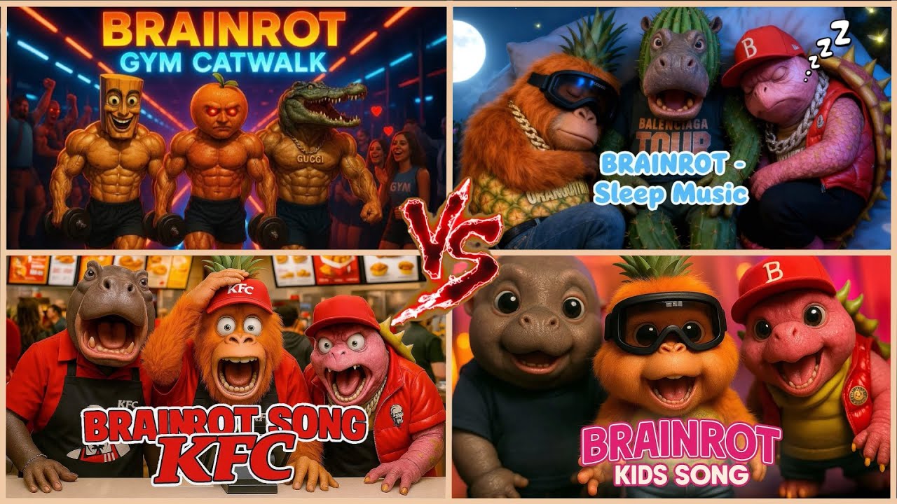 BRAINROT GYM CATWALK🆚 BRAINROT SLEEP MUSIC🆚 BRAINROT KFC🆚 BRAINROT KIDS SONG!