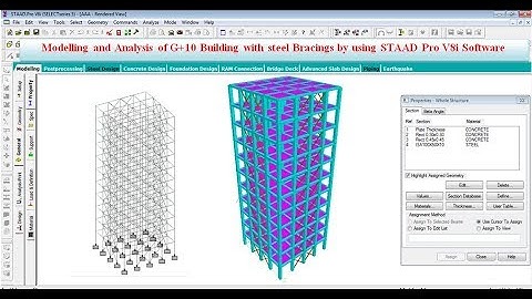 Building design G+10 with bracings by STAAD Pro V8i Software