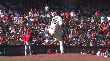 Camilo Doval Slow Motion Pitching Mechanics (1st Base Side View)