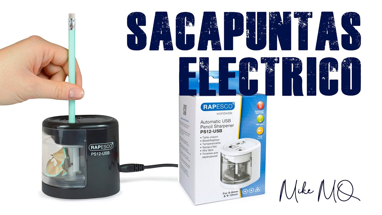 SACAPUNTAS electrico RAPESCO PS12. El mejor que he probado hasta ahora. A  pilas y a USB. 