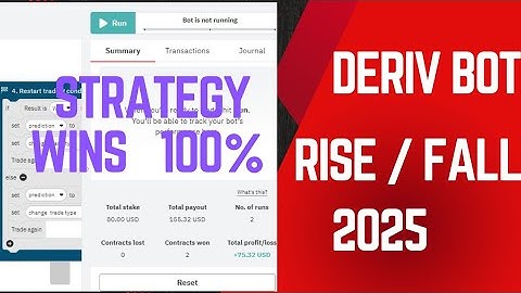 BEST RISE AND FALL DERIV BOT SECRET TRADING STRATEGY ON 2025 WINS 100%