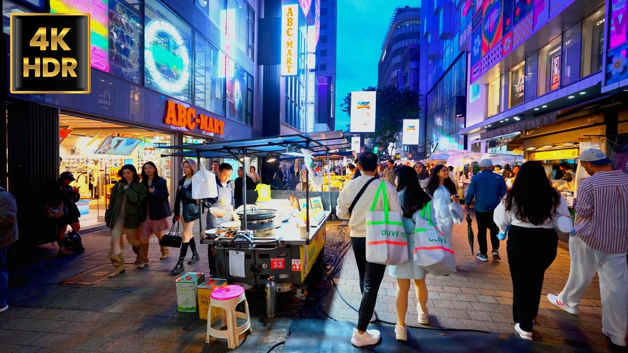 Seoul Dusk Walk After the Rain ☁️ Zaemiro & Myeongdong Shopping Street | 4K HDR