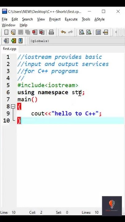 First Program in C++ Hello World | C++ Tutorial in Hindi - YouTube