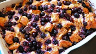 Easy Blueberry French Toast Casserole with Cream Cheese