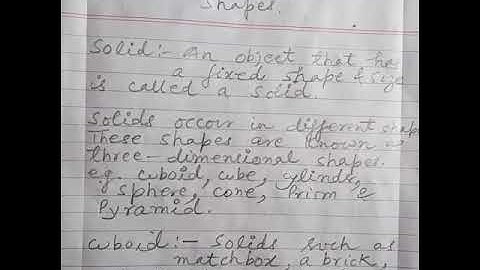 Class VI (Mathematics) Chapter No. 19 "Three - dimensional shapes"