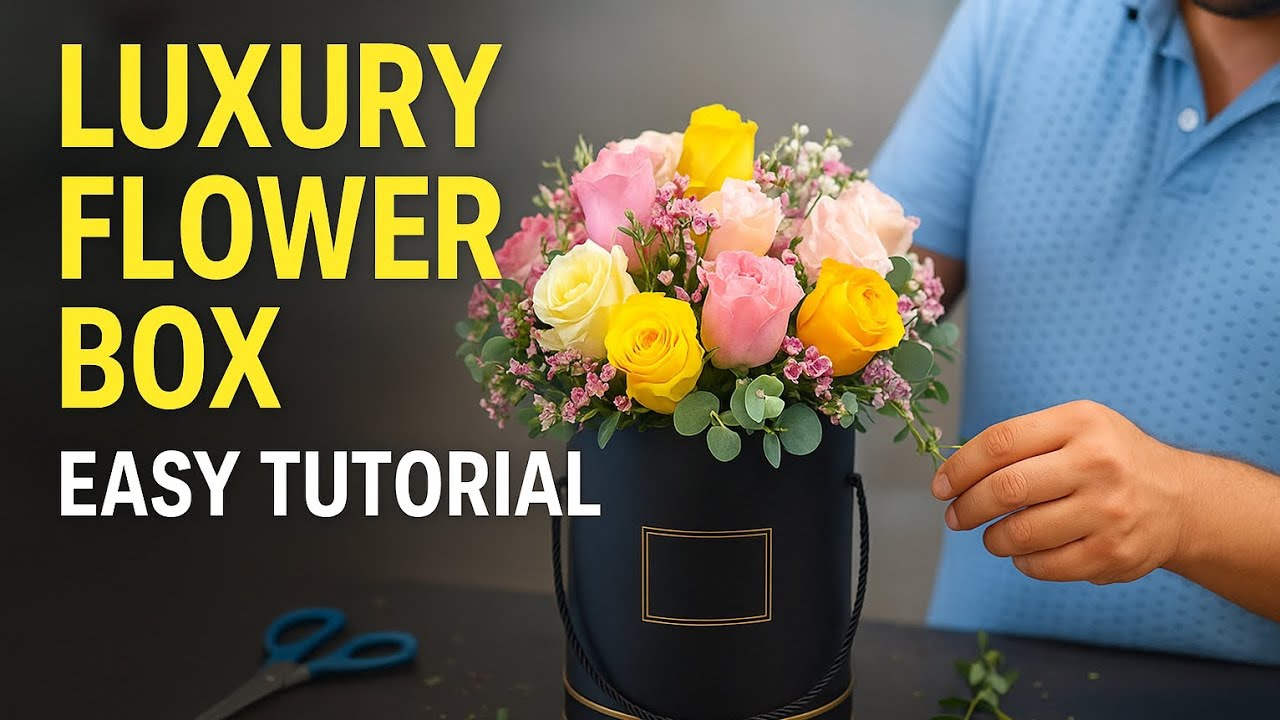 Luxury Flower Box Arrangement Tutorial | Easy Fresh Flower Bouquet ...