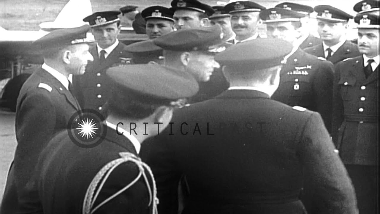 Lieutenant General Lauris Norstad inspects Italian airmen at Wiesbaden Air Force ...HD Stock Footage
