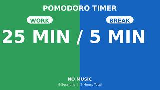 25/5 Pomodoro Timer (4 Sessions) ⏳ No Music • 30 Min Intervals + Alarm #Focus