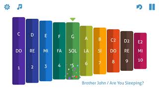 Brother John  - Are You Sleeping? - on "My 1st Xylophone" (a virtual xylophone for mobile devices) screenshot 5