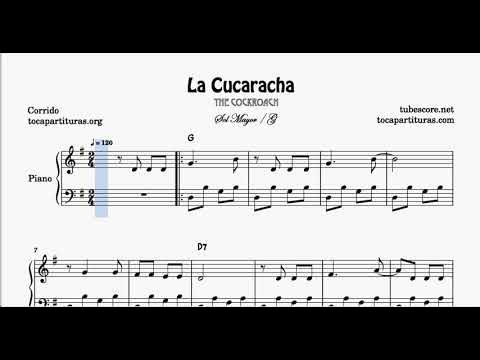 La Cucaracha Partitura de Piano Sol M Muy Fácil 