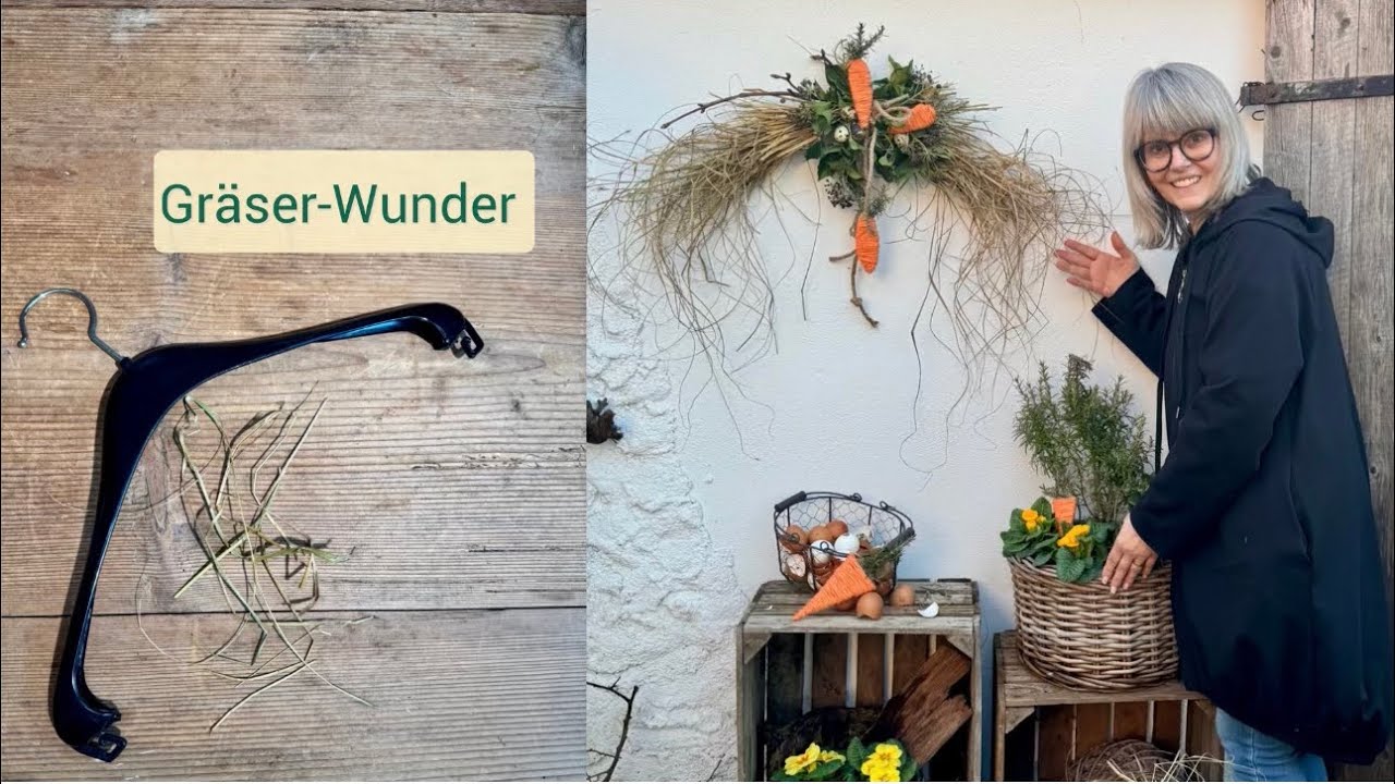 Gräser-Wunder: Fast im Müll – jetzt Osterdeko für die Tür🌸