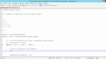 Java Programming Beginner, Nested For Loops, To Generate Patterns