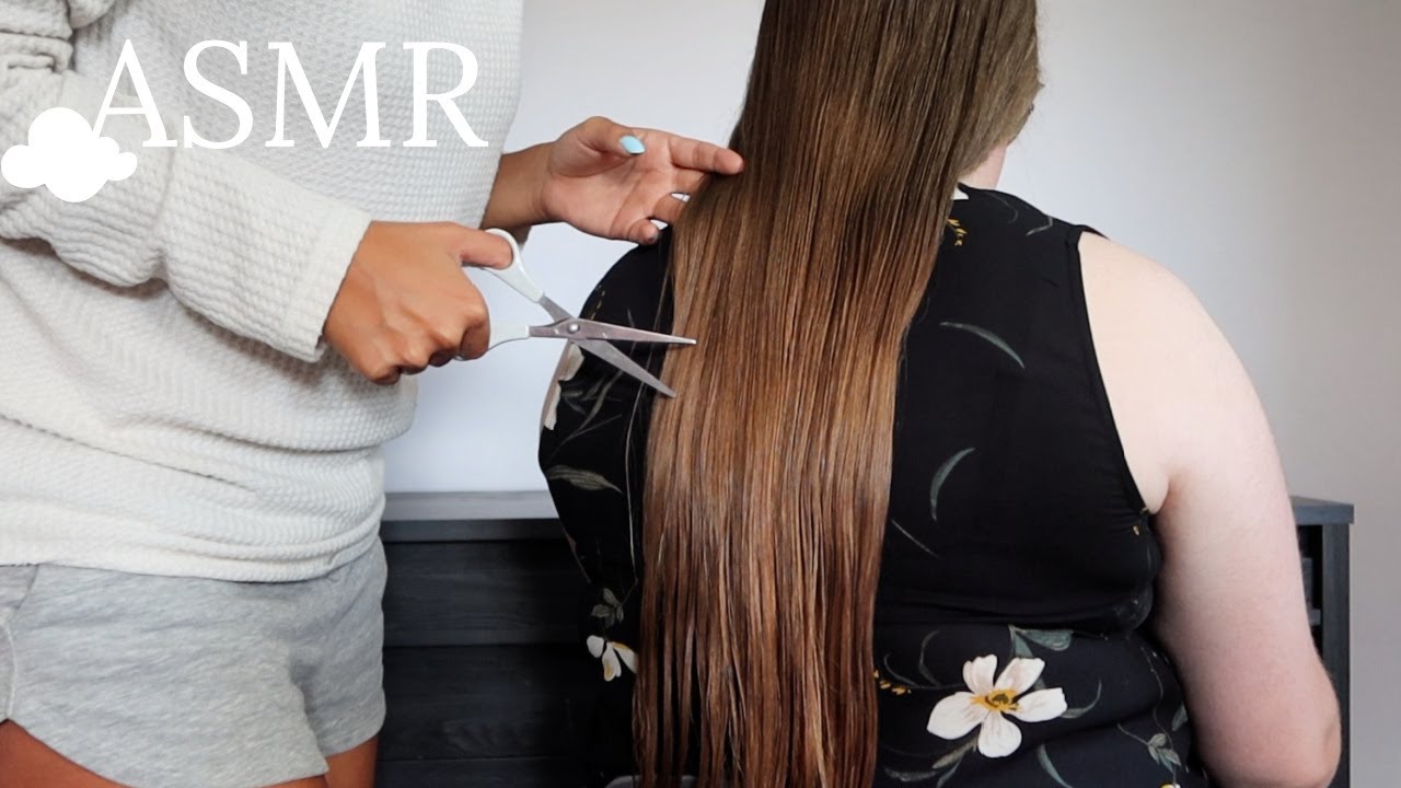 HAIR BRUSHING, real ASMR HAIRCUT (trim) and hairplay