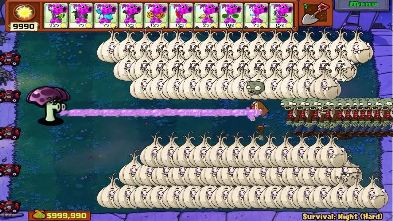 Plants vs Zombies Epic Hack - Scaredy Shroom vs 9999 Zombies - YouTube