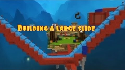 Building a large water slide in Bedwars (Blockman Go)