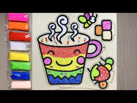 Video #13 Tô màu tranh bằng bọt xốp slime hình ly trà sữa... - youtube