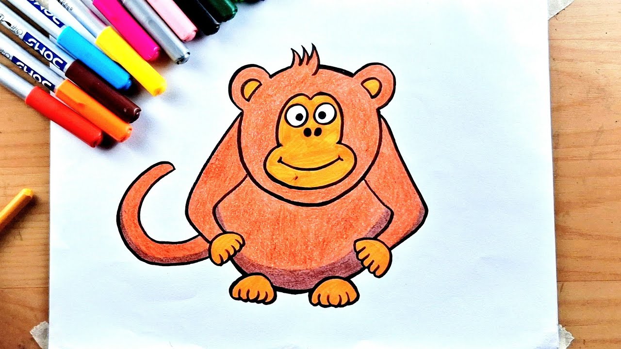 Easy Monkey Drawing and Coloring || Monkey Drawing 🐒 😍 - YouTube