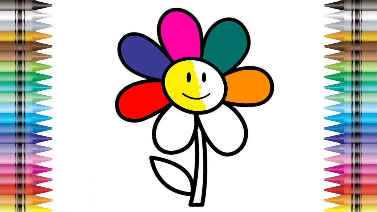Coloring Pages - Flower Coloring page for Kids | Learn Colors videos ...