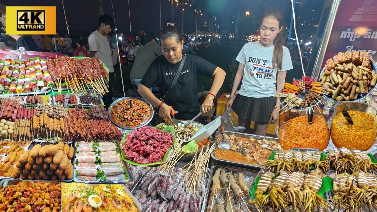 Amazing Street Food! Walk Street Cambodian street food​-​Riverside Food Yummy Four, Phnom Penh 2025