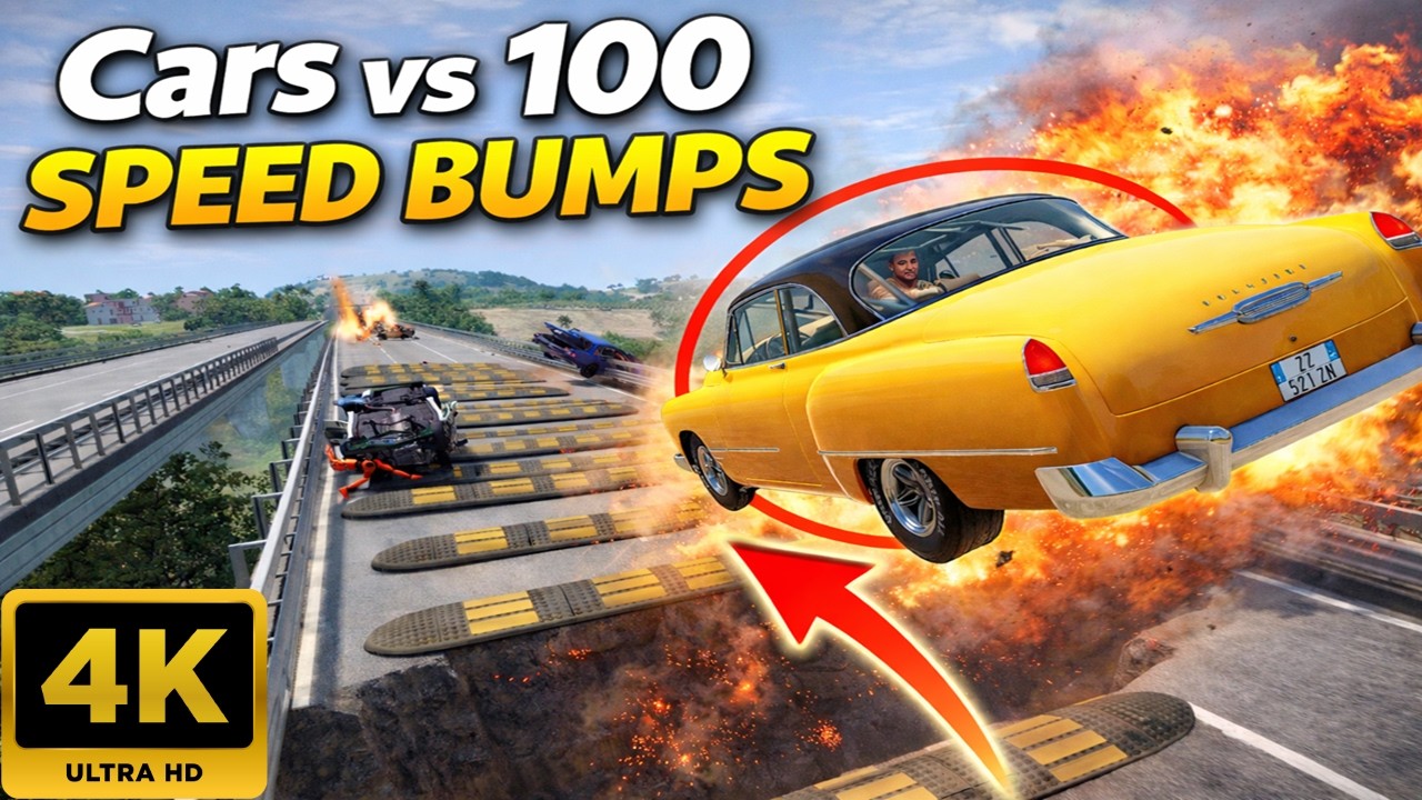 Cars vs 100 Speed Bumps #100 - BeamNG Drive