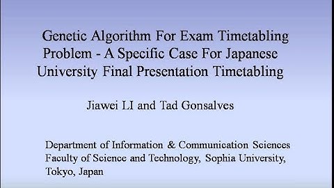 Genetic Algorithm for Exam Timetabling Problem - A Specific Case for Japanese University Final