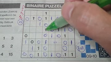 Wednesday. Bonus Extra edition (#9409) Binary01 Sudoku puzzle. 10-09-2024 part 3 of 4