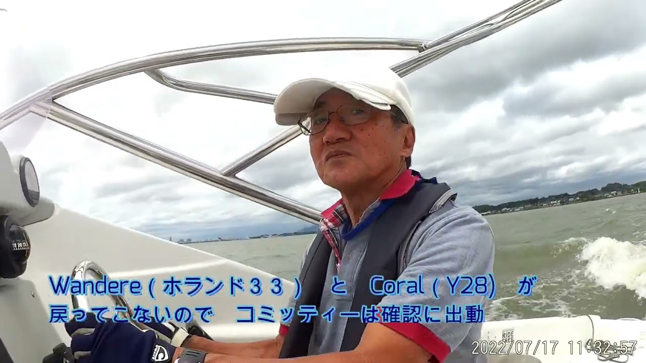 霞ヶ浦STG　第4回戦20220717　 強風レースで3艇メインセイル破断