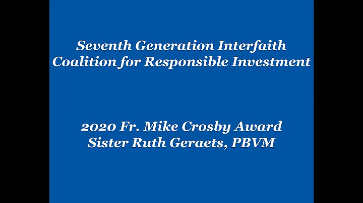 Sister Ruth Geraets receives Fr Mike Crosby Award